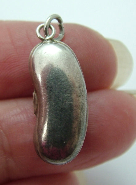Vintage 1930's Silver Hollow Lucky Kidney Bean Charm 1920s-1950s Charm - Sandy's Vintage Charms