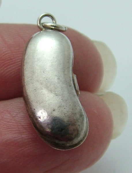 Vintage 1930's Silver Hollow Lucky Kidney Bean Charm 1920s-1950s Charm - Sandy's Vintage Charms