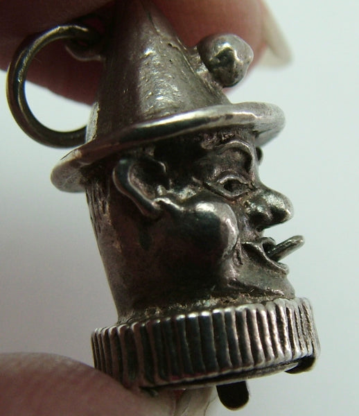 Vintage 1960's Silver Clown Head Charm with Moving Tongue Silver Charm - Sandy's Vintage Charms