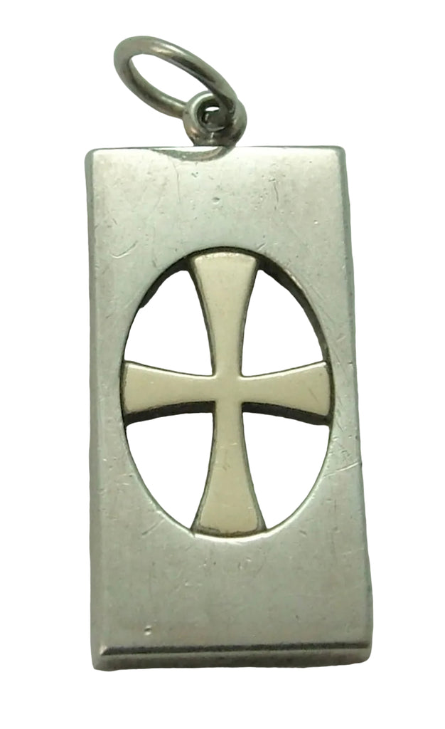 Vintage 1970's Finland Silver & Gold Plated Cross Charm or Pendant by Kupittaan Kulta Silver Charm - Sandy's Vintage Charms