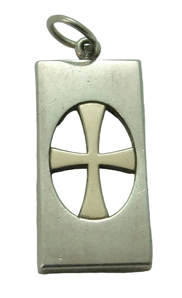 Vintage 1970's Finland Silver & Gold Plated Cross Charm or Pendant by Kupittaan Kulta Silver Charm - Sandy's Vintage Charms