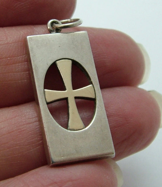Vintage 1970's Finland Silver & Gold Plated Cross Charm or Pendant by Kupittaan Kulta Silver Charm - Sandy's Vintage Charms