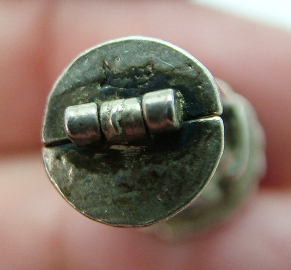 Vintage 1960's Silver Opening Nuvo Cage Charm Enamel Painted Monkey Inside Silver Charm - Sandy's Vintage Charms