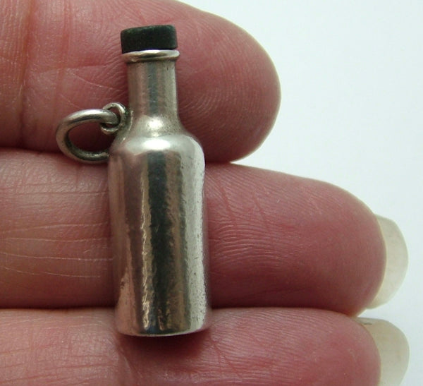 Heavy Vintage 1960's Silver Opening Bottle Charm with Removable Top Silver Charm - Sandy's Vintage Charms