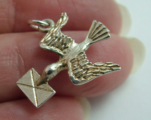 Vintage 1970's Solid Silver Bird Delivering a Letter Charm Silver Charm - Sandy's Vintage Charms