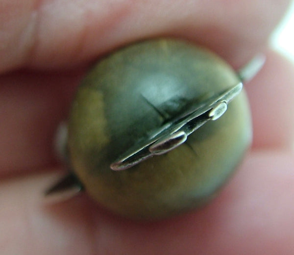 Antique WWI c1914 Silver & Wood "Touch Wood" Lucky Figure Charm Antique Charm - Sandy's Vintage Charms