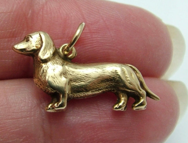 Vintage 1960's 9ct Gold Hollow Dachshund Dog Charm HM 1966 Gold Charm - Sandy's Vintage Charms