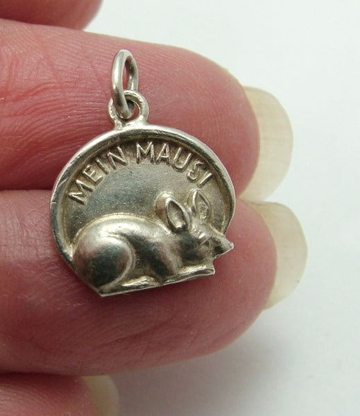 Small Vintage 1950's Silver “Mein Mausi” Mouse Charm Silver Charm - Sandy's Vintage Charms