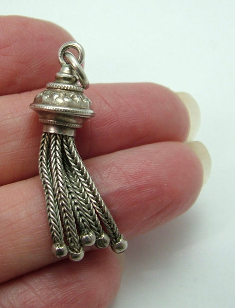 Antique Victorian c1900 Silver Five Tassel Fob Charm Antique Charm - Sandy's Vintage Charms