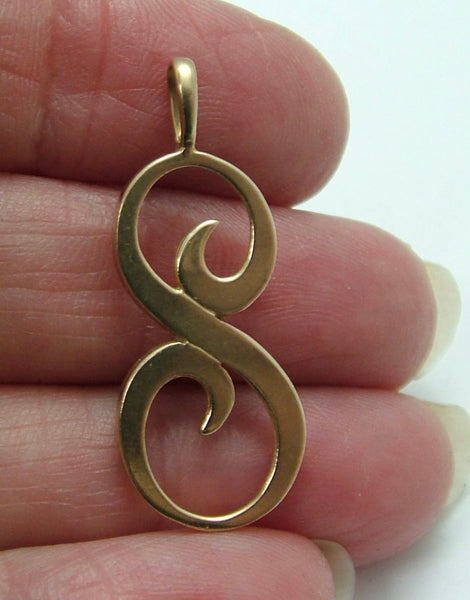 Large Vintage 1990’s 9ct Gold Script Letter "S" Charm or Pendant HM 1991 Gold Charm - Sandy's Vintage Charms