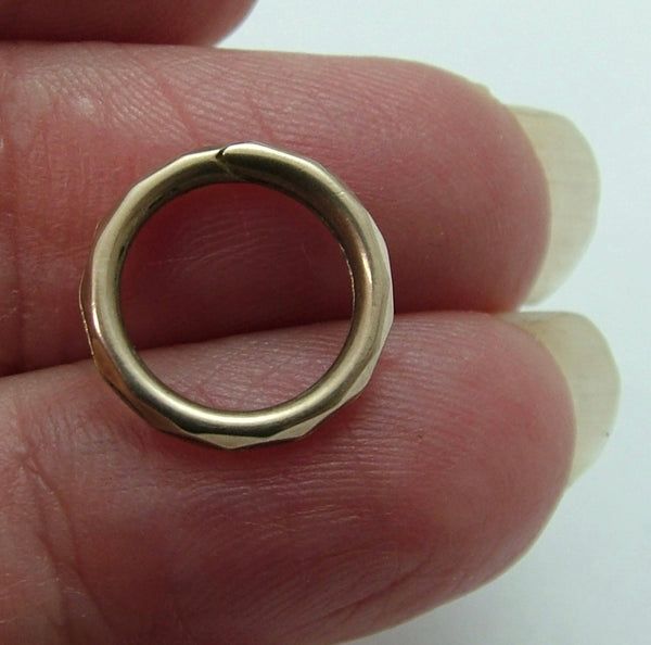 Antique Edwardian Solid 9ct Gold Faceted Split Ring for Fobs & Charms 12mm Antique Charm - Sandy's Vintage Charms