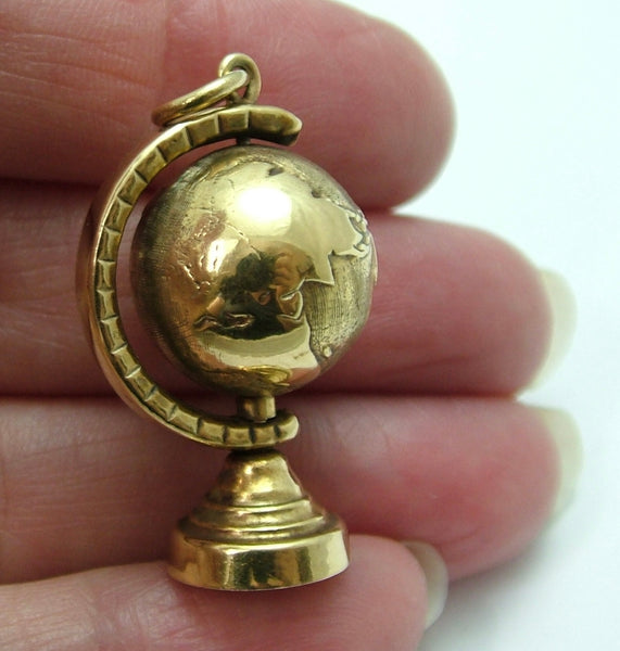 Large Vintage 1960's 9ct Gold Rotating Globe Charm by GJLd HM 1962 Gold Charm - Sandy's Vintage Charms