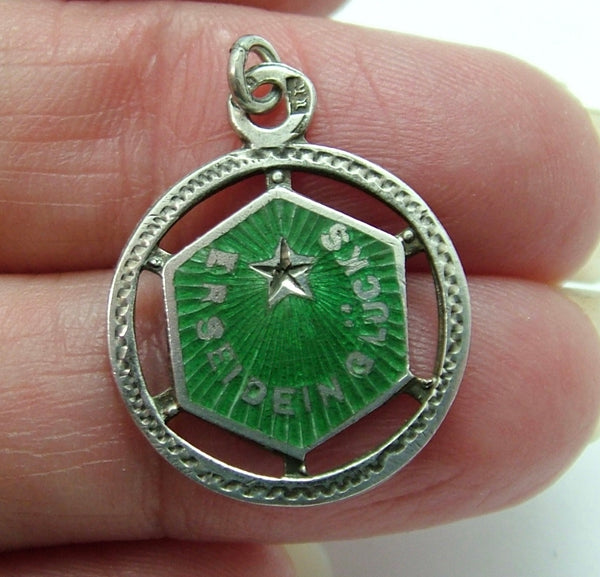 Antique c1910 Austro/Hungarian Silver & Green Enamel Lucky Star Charm