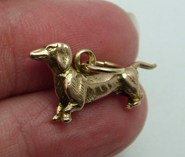 Vintage 1960’s Solid 9ct Gold Dachshund Dog Charm by Alabaster & Wilson HM 1960 Gold Charm - Sandy's Vintage Charms