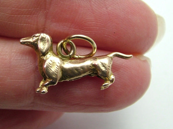 Vintage 1960’s Solid 9ct Gold Dachshund Dog Charm by Alabaster & Wilson HM 1960 Gold Charm - Sandy's Vintage Charms