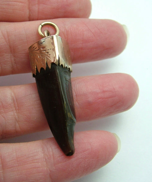 Large Antique Victorian c1900 9ct Rose Gold Horn Charm or Pendant Antique Charm - Sandy's Vintage Charms