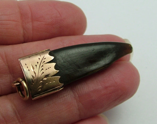 Large Antique Victorian c1900 9ct Rose Gold Horn Charm or Pendant Antique Charm - Sandy's Vintage Charms