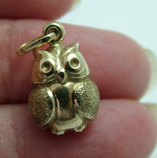 Vintage Hollow 9ct Gold Owl Charm HM 2002 Gold Charm - Sandy's Vintage Charms