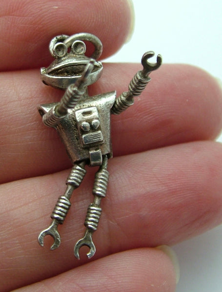 Vintage 1970's Silver Articulated Smash Martian Robot Charm Silver Charm - Sandy's Vintage Charms