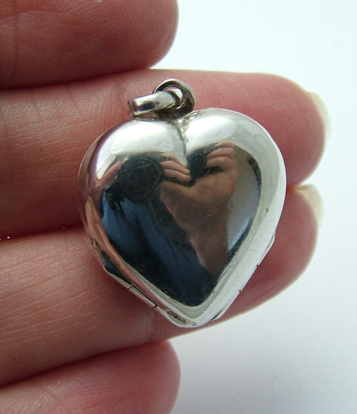 Vintage 1990's Silver Heart Locket Pendant Folds out to Clover Four Photos HM 1996 Silver Charm - Sandy's Vintage Charms