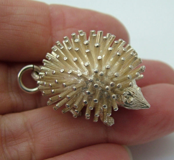 Large Heavy Vintage 1970's Silver Hedgehog Charm HM 1979