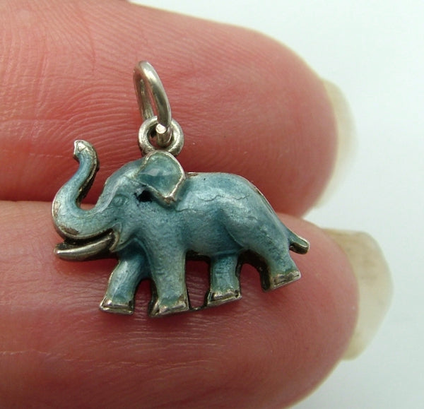Small 1950's Silver & Blue Enamel Elephant Charm