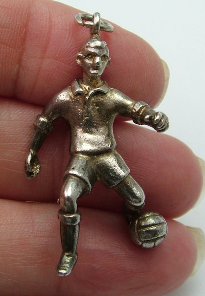 Large Heavy Vintage 1970's Silver Footballer Charm HM 1974