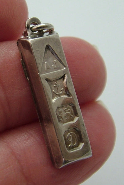 Vintage 1970's Solid Silver Miniature Ingot Charm HM 1978/79 Silver Charm - Sandy's Vintage Charms