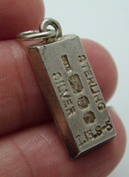 Vintage 1970's Solid Silver CHIM Miniature Bar or Ingot Charm HM 1977 Silver Charm - Sandy's Vintage Charms