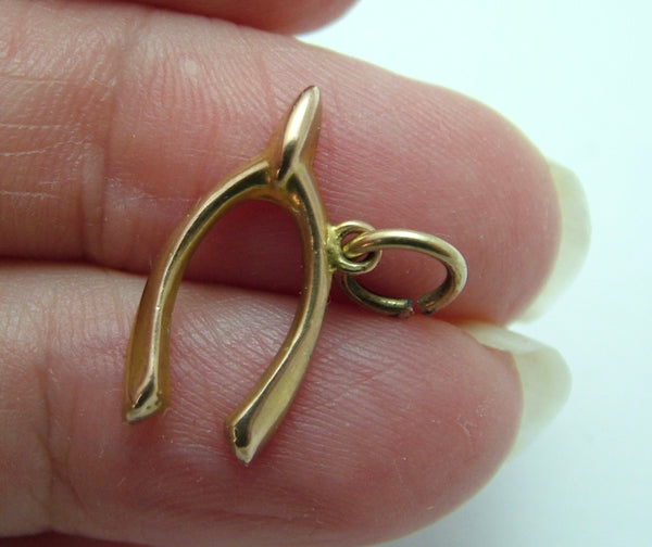 Small Antique Edwardian c1910 Hollow 9ct Rose Gold Wishbone Charm Antique Charm - Sandy's Vintage Charms