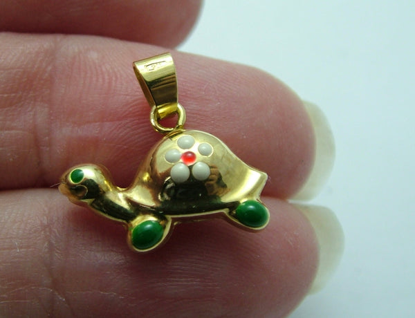 Vintage 1980's Italian 9ct Gold & Enamel Tortoise Charm Gold Charm - Sandy's Vintage Charms