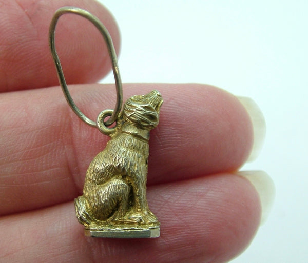 Antique Victorian Gilt Metal Dog Charm Antique Charm - Sandy's Vintage Charms