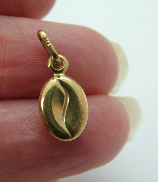 Small Vintage 1980's Hollow 9ct Gold Coffee Bean Charm