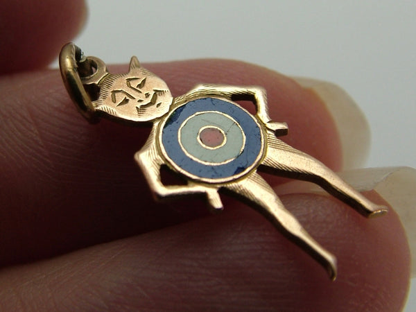Antique WW1 c1917 Solid Flat 9ct Rose Gold & Enamel Imp Charm RAF Target Gold Charm - Sandy's Vintage Charms