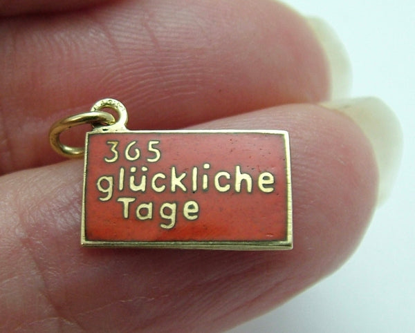 Vintage 1950’s 14ct 14k Gold & Red Enamel “365 Happy Days” Letter Charm Gold Charm - Sandy's Vintage Charms