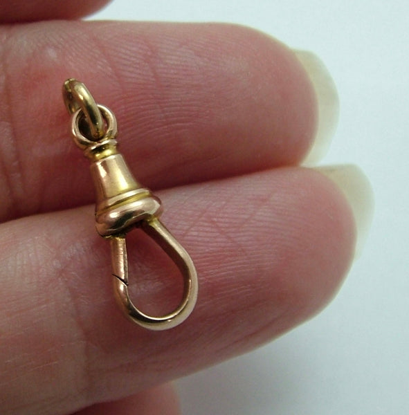 Small Antique Edwardian c1905 Solid 9ct Rose Gold Dog Clip Fastener - For Hanging Fobs & Charms Gold Charm - Sandy's Vintage Charms