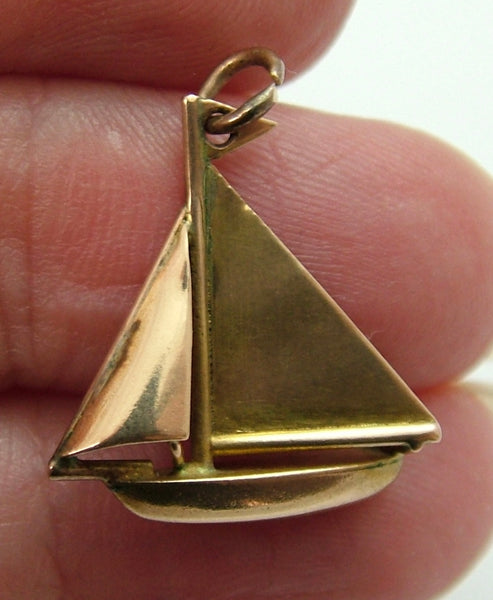 Vintage 1930's Hollow 9ct Rose Gold Sailing Yacht Charm