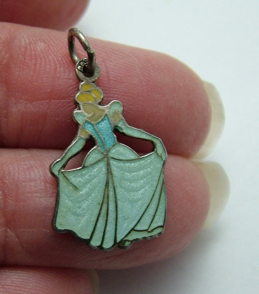 Vintage 1950's Silver & Enamel Cinderella Charm Enamel Charm - Sandy's Vintage Charms