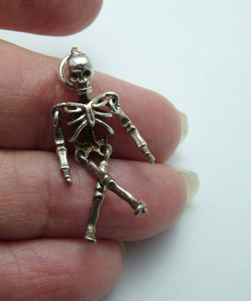 Vintage 1970's Silver Fully Articulated Skeleton Charm