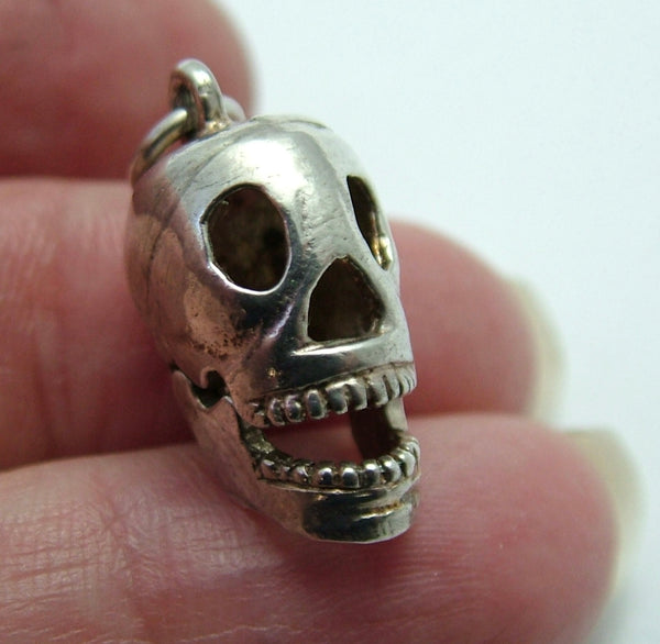 Vintage 1970's Silver Skull Charm with Opening Jaw by CHIM Silver Charm - Sandy's Vintage Charms