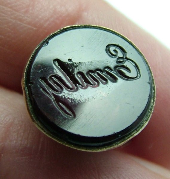 Antique Victorian Gilded Metal Fob Seal Charm Faux Amethyst Matrix “Emily” Antique Charm - Sandy's Vintage Charms