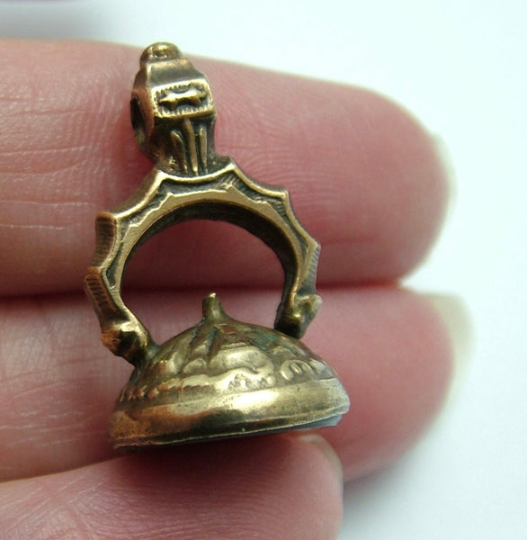 Antique Victorian Gilded Metal Fob Seal Charm Faux Amethyst Matrix “Emily” Antique Charm - Sandy's Vintage Charms