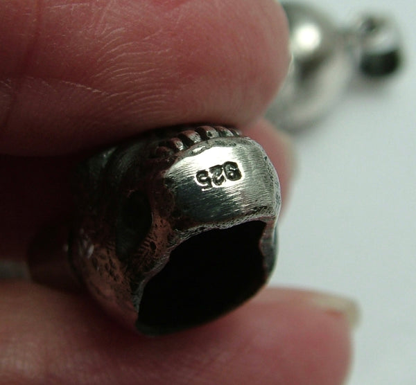 Modern Secondhand Heavy Solid Silver Skull Charm Silver Charm - Sandy's Vintage Charms