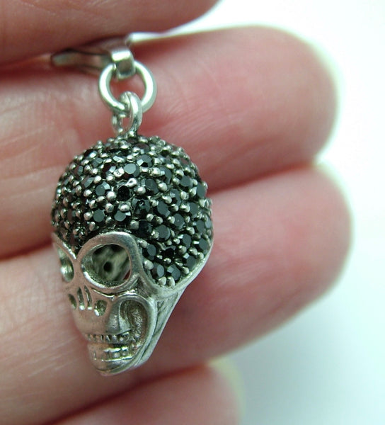 3 x Modern Secondhand Silver Skull Charms One Paste Set Silver Charm - Sandy's Vintage Charms
