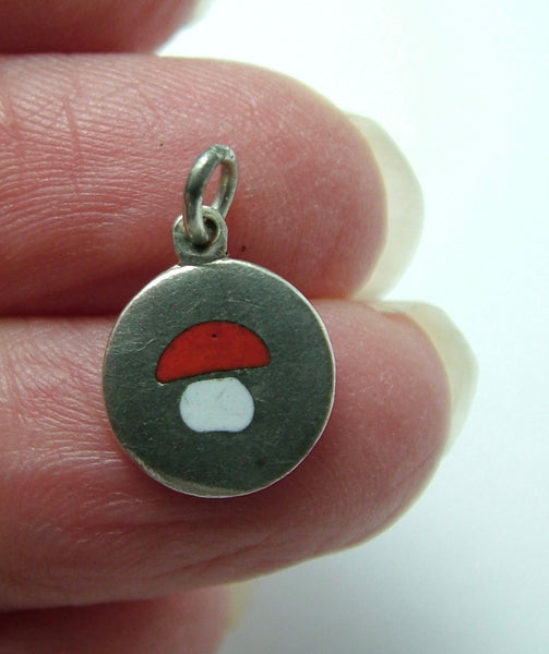 Small Vintage 1950's Silver & Enamel Lucky Toadstool Charm