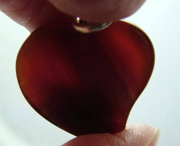 Vintage 1980's Brown Agate Witches Heart Charm with Metal Bale Silver Charm - Sandy's Vintage Charms