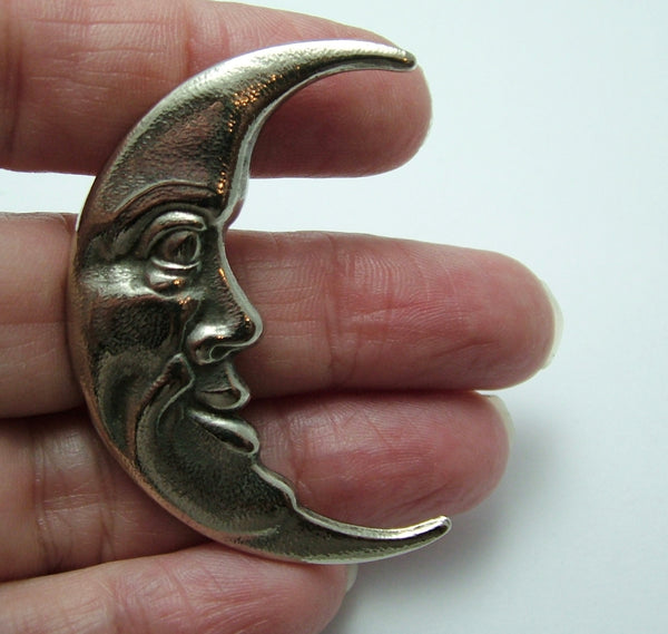 Large Vintage 1980's/90’s Costume Crescent Moon Face Brooch Other Jewellery - Sandy's Vintage Charms