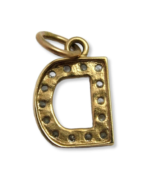 Small Vintage 1990's Solid 9ct Gold & CZ Initial Letter "D" Charm Gold Charm - Sandy's Vintage Charms