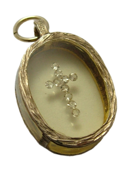 Unusual Vintage 1970's 9ct Gold & Plastic Cross Charm or Pendant HM 1976 Gold Charm - Sandy's Vintage Charms