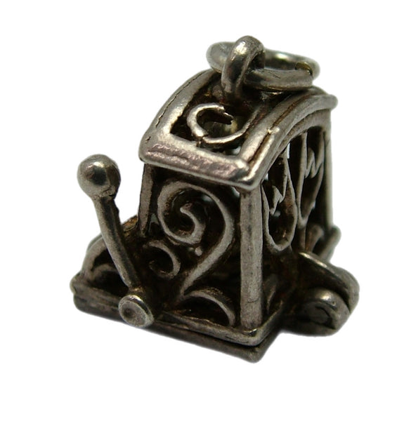 Vintage 1960's Silver Opening Nuvo Fruit or Slot Machine Charm Coins Inside Silver Charm - Sandy's Vintage Charms